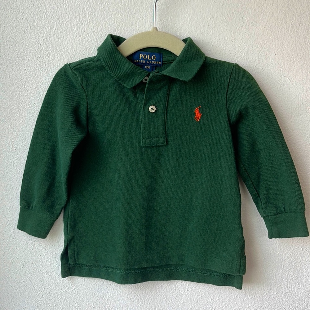 Polo Ralph Lauren Solid Green Shirt 12M Classic Polo Pony